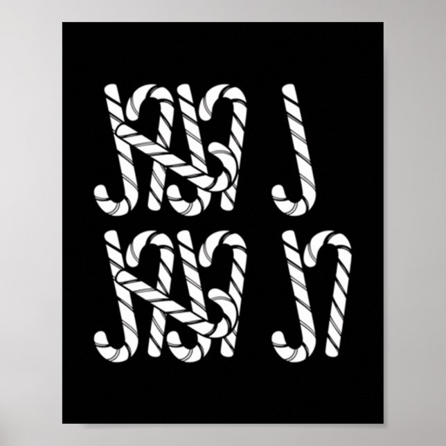 67 Candy Canes Tally Marks Xmas Long Sleeve  Poster (Framsidan)