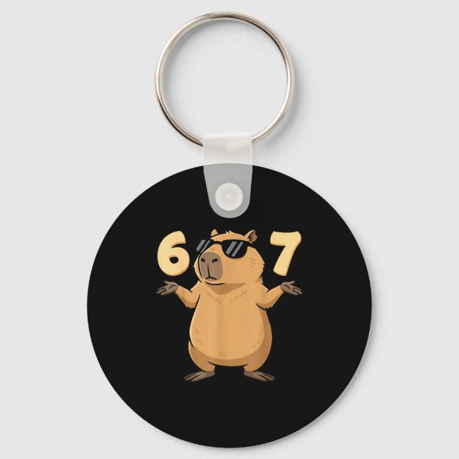 67 Capybara Meme 6 7 Estetik För Barn Unga Vuxna Nyckelring (Framsida)