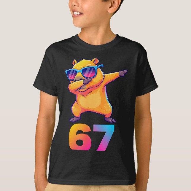 67 Capybara Six Seven Meme Animal Cool Capybara Da T Shirt (Framsida)