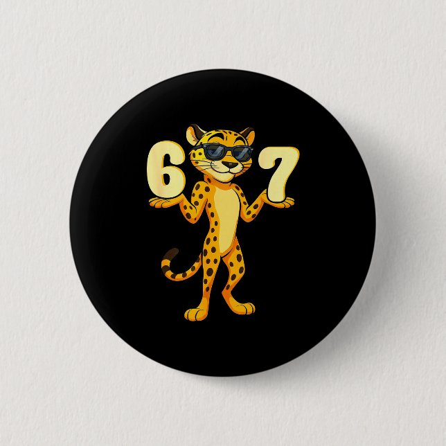 67 Cheetah Meme Six Seven Hands Motion Kids Teens  Knapp (Framsida)