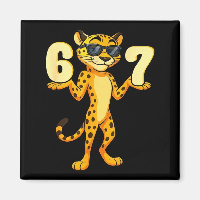67 Cheetah Meme Six Seven Hands Motion Kids Teens  Magnet (Framsidan)