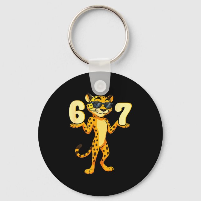 67 Cheetah Meme Six Seven Hands Motion Kids Teens  Nyckelring (Framsida)
