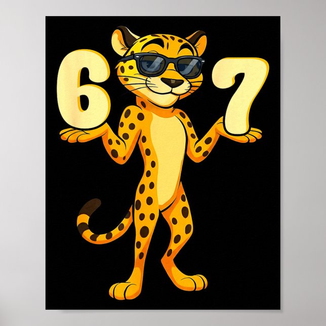 67 Cheetah Meme Six Seven Hands Motion Kids Teens  Poster (Framsidan)