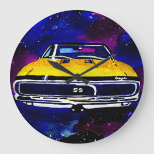 "67 Chevy Camaro SS" Vattenfärg Art Clock Square Stor Klocka