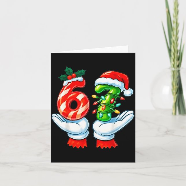 67 Christmas 67 Meme Gen Alpha Slang Candy Cane Xm Kort (Framsida)