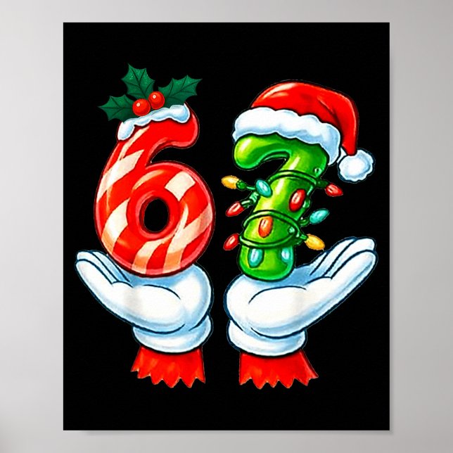 67 Christmas 67 Meme Gen Alpha Slang Candy Cane Xm Poster (Framsidan)