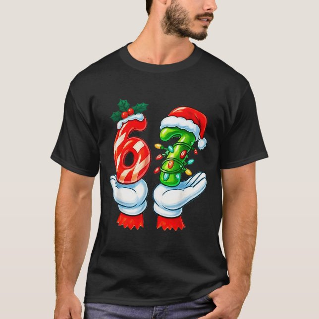 67 Christmas 67 Meme Gen Alpha Slang Candy Cane Xm T Shirt (Framsida)