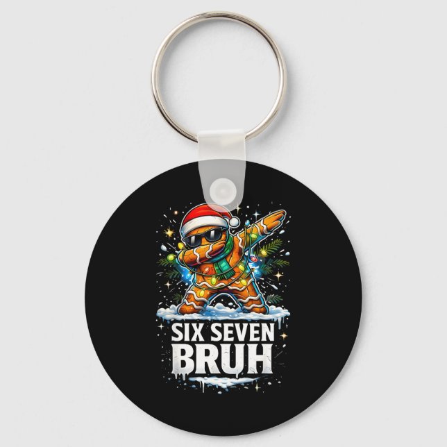 67 Christmas 6 7 Meme Gingerbread Man Xmas Pajamas Nyckelring (Framsida)