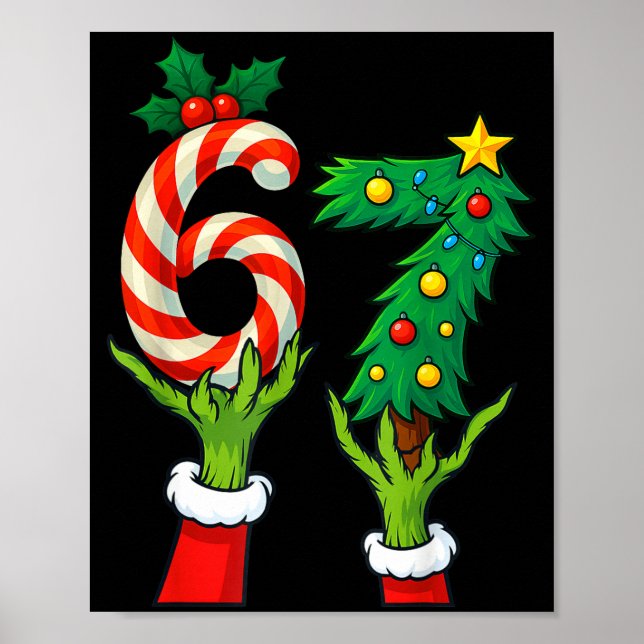 67 Christmas 6 7 Meme Hands Holiday Gen Alpha For  Poster (Framsidan)