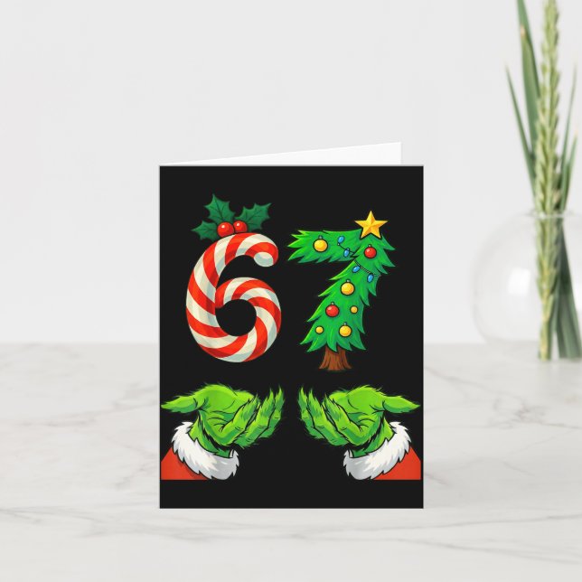 67 Christmas 6 7 Meme Hands Youth Gen Alpha For Ki Kort (Framsida)