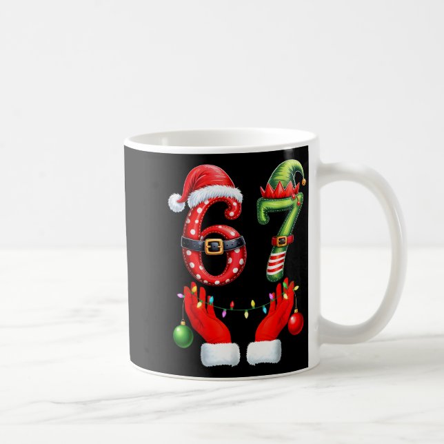 67 Christmas 6 7 Meme Pajamas Holiday Gen Alpha Sl Kaffemugg (Höger)