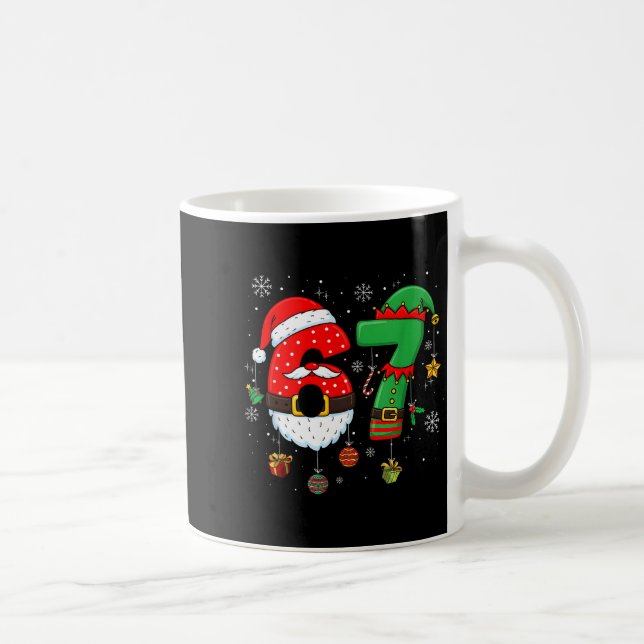67 Christmas 6 7 Meme Pajamas Holiday Gen Alpha Sl Kaffemugg (Höger)