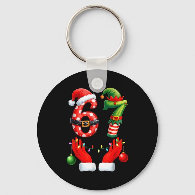 67 Christmas 6 7 Meme Pajamas Holiday Gen Alpha Sl Nyckelring (Framsida)