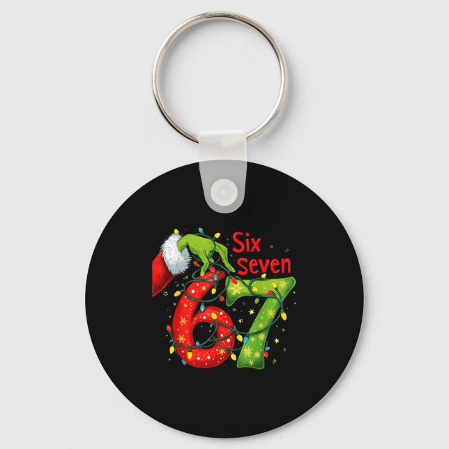 67 Christmas 6 7 Meme Pajamas Holiday Gen Alpha Sl Nyckelring (Framsida)