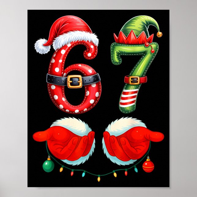 67 Christmas 6 7 Meme Pajamas Holiday Gen Alpha Sl Poster (Framsidan)