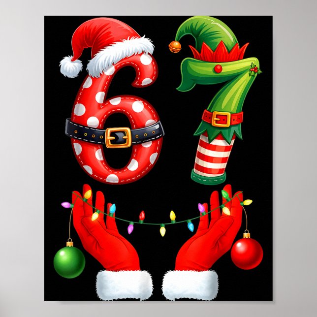 67 Christmas 6 7 Meme Pajamas Holiday Gen Alpha Sl Poster (Framsidan)