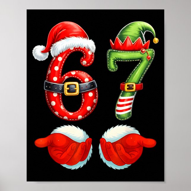 67 Christmas 6 7 Meme Pajamas Holiday Gen Alpha Sl Poster (Framsidan)