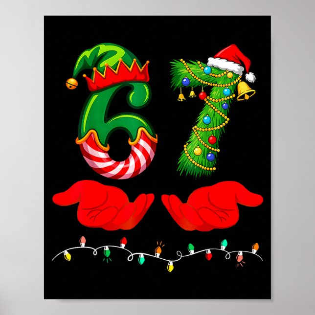 67 Christmas 6 7 Meme Pajamas Holiday Gen Alpha Sl Poster (Framsidan)