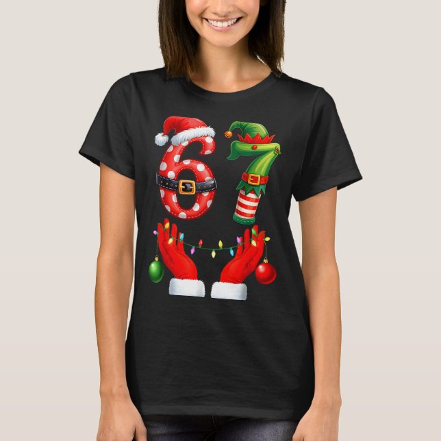67 Christmas 6 7 Meme Pajamas Holiday Gen Alpha Sl T Shirt (Framsida)