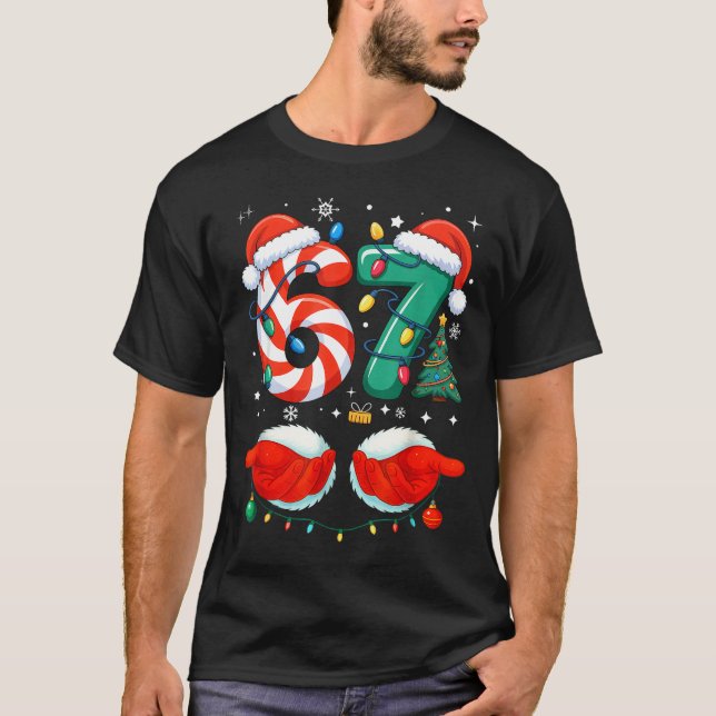 67 Christmas 6 7 Meme Pajamas Holiday Gen Alpha Sl T Shirt (Framsida)