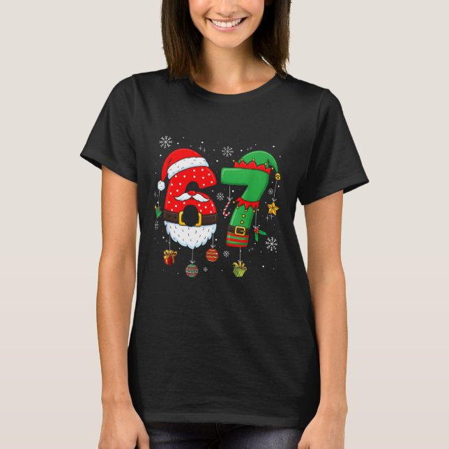 67 Christmas 6 7 Meme Pajamas Holiday Gen Alpha Sl T Shirt (Framsida)