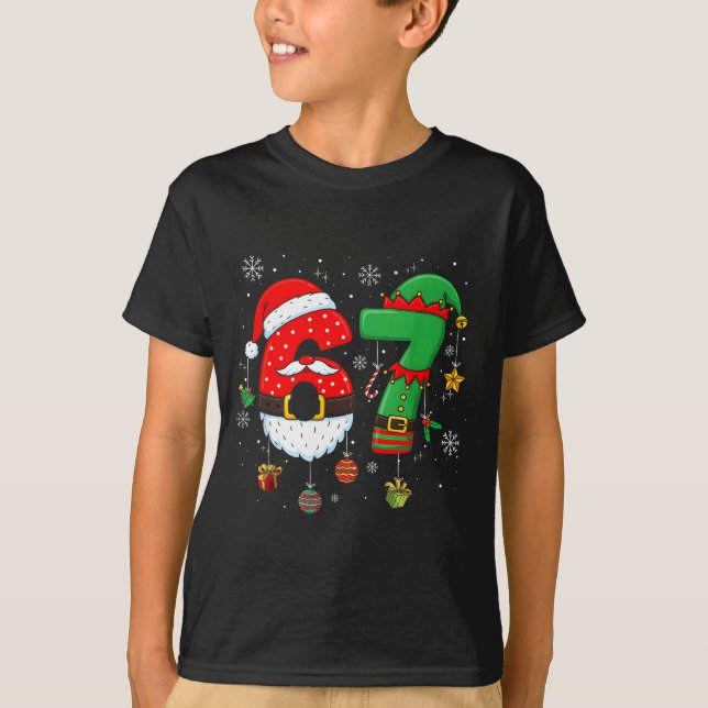 67 Christmas 6 7 Meme Pajamas Holiday Gen Alpha Sl T Shirt (Framsida)