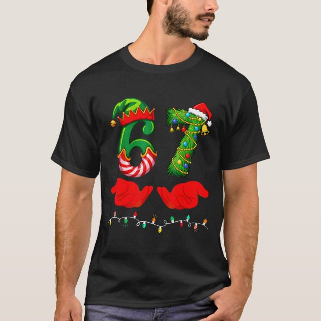 67 Christmas 6 7 Meme Pajamas Holiday Gen Alpha Sl T Shirt (Framsida)