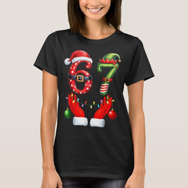 67 Christmas 6 7 Meme Pajamas Holiday Gen Alpha Sl T Shirt (Framsida)