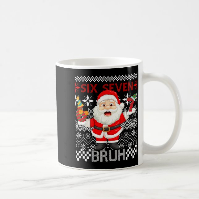 67 Christmas 6 7 Six Seven Bruh Xmas Santa Sweater Kaffemugg (Höger)