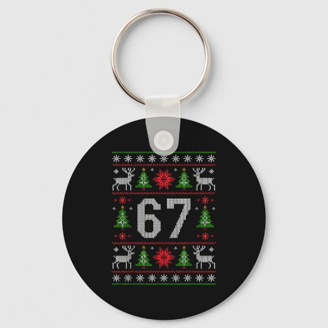 67 Christmas Costume Pajamas Xmas Holiday Number 6 Nyckelring (Framsida)
