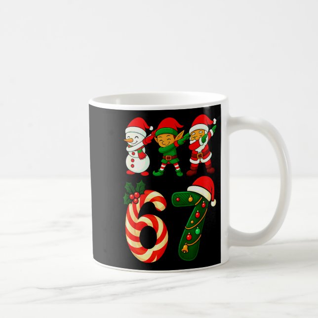 67 Christmas Dabbing Santa Elf Snowman Funny Six S Kaffemugg (Höger)