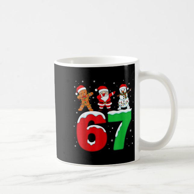 67 Christmas Dabbing Santa Snowman Funny Six Seven Kaffemugg (Höger)