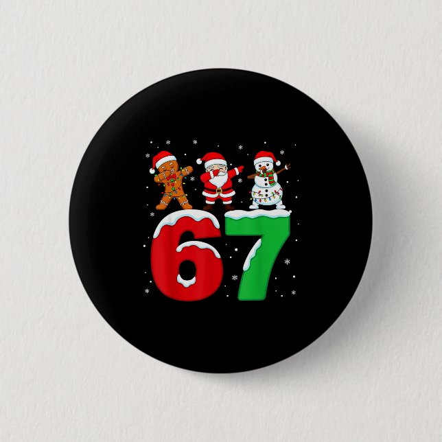 67 Christmas Dabbing Santa Snowman Funny Six Seven Knapp (Framsida)
