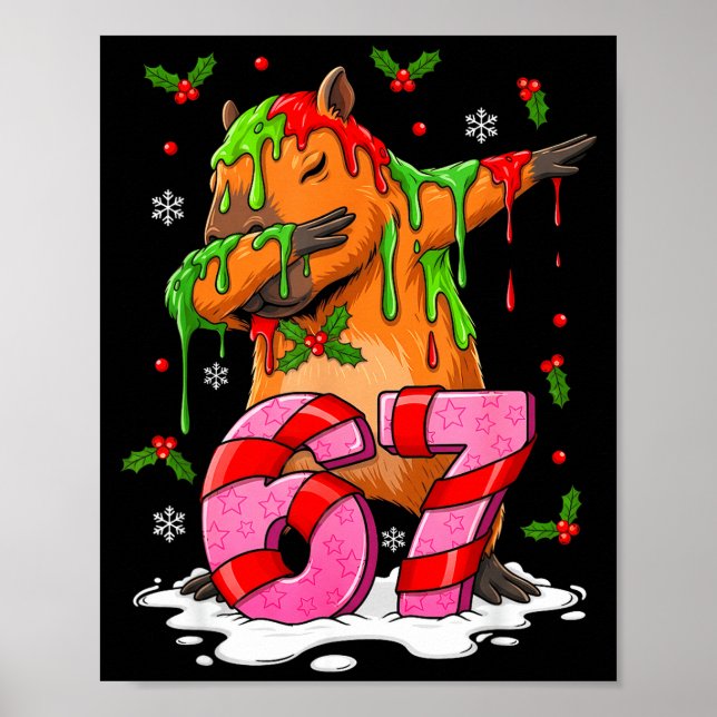 67 Christmas Funny 67 Brainrot Youth Kids Capybara Poster (Framsidan)