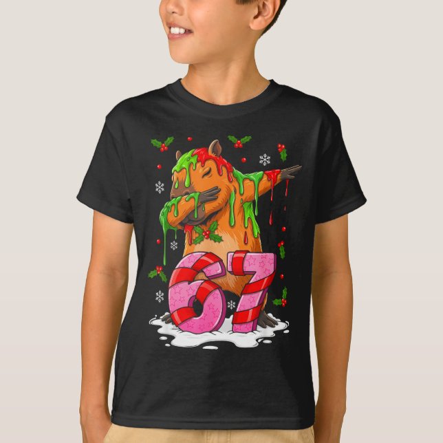 67 Christmas Funny 67 Brainrot Youth Kids Capybara T Shirt (Framsida)