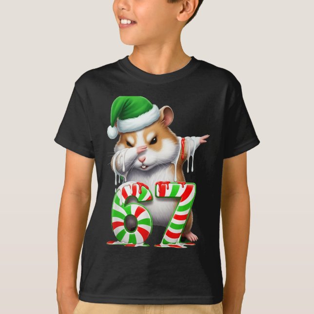 67 Christmas Funny 67 Brainrot Youth Kids Hamster  T Shirt (Framsida)