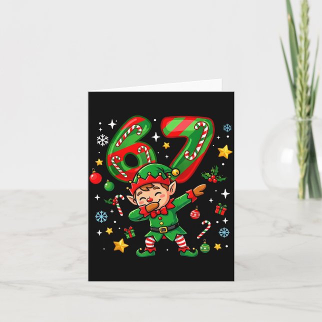 67 Christmas Funny 67 Meme Youth Kids Elf 67  Kort (Framsida)