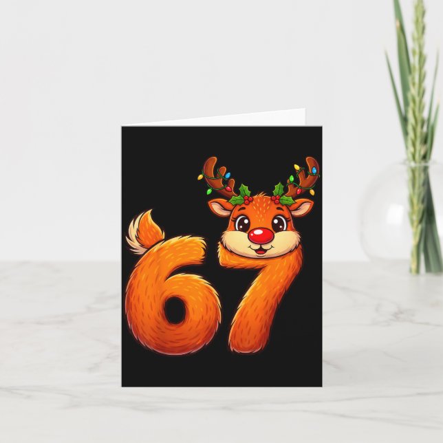 67 Christmas Funny Reindeer Bruh Meme Pajamas Wome Kort (Framsida)