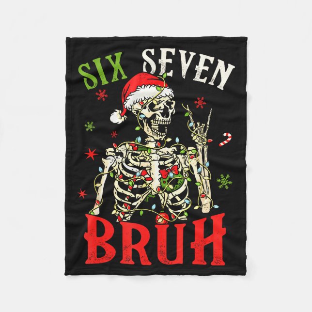 67 Christmas Funny Six Seven Bruh Meme Skeleton Sa Fleecefilt (Framsidan)