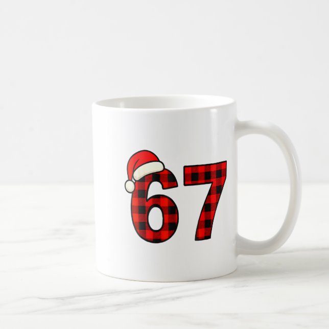 67 Christmas Funny Six Seven Meme Brainrot Plaid S Kaffemugg (Höger)