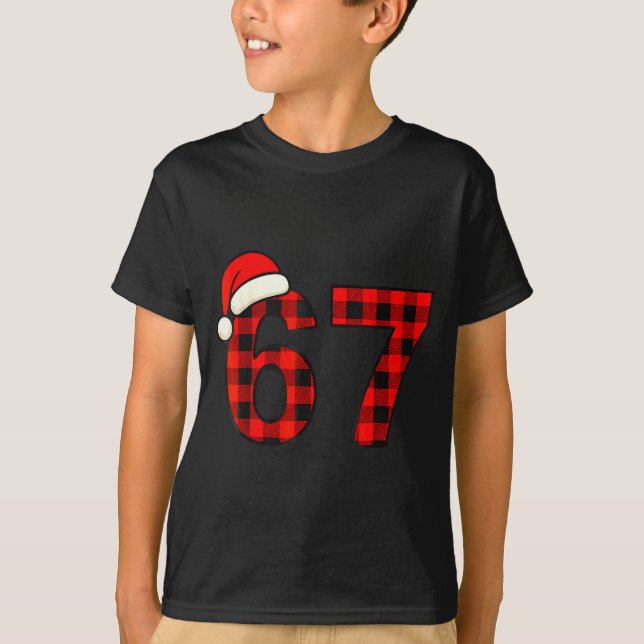 67 Christmas Funny Six Seven Meme Brainrot Plaid S T Shirt (Framsida)