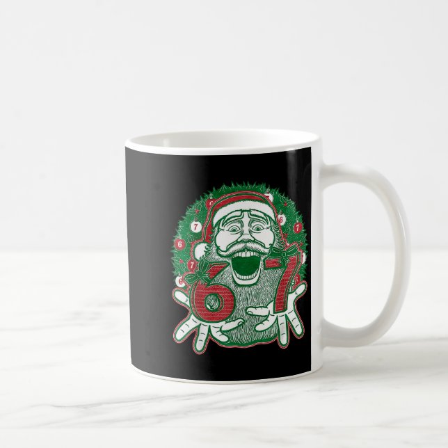67 Christmas Funny Six Seven Meme Brainrot Santa C Kaffemugg (Höger)