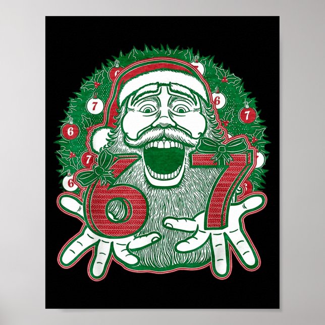 67 Christmas Funny Six Seven Meme Brainrot Santa C Poster (Framsidan)