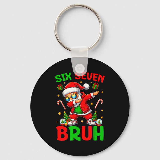 67 Christmas Funny Six Seven Meme Brainrot Santa K Nyckelring (Framsida)