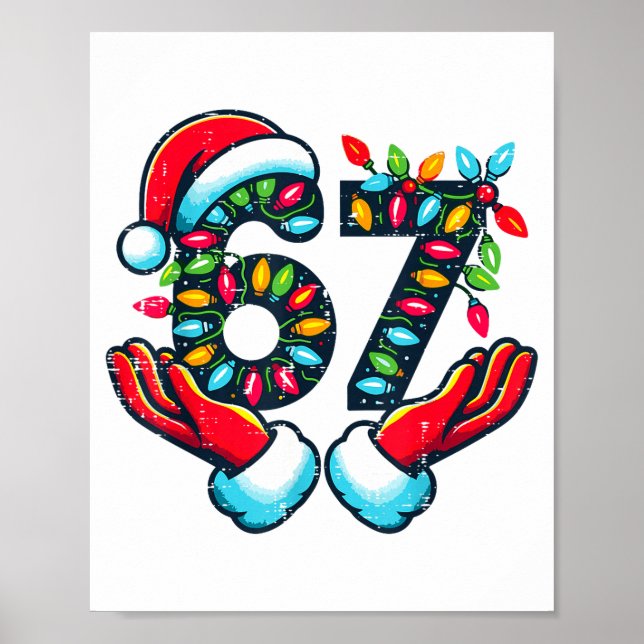 67 Christmas Lights Funny Christmas 6 7 Meme Xmas  Poster (Framsidan)