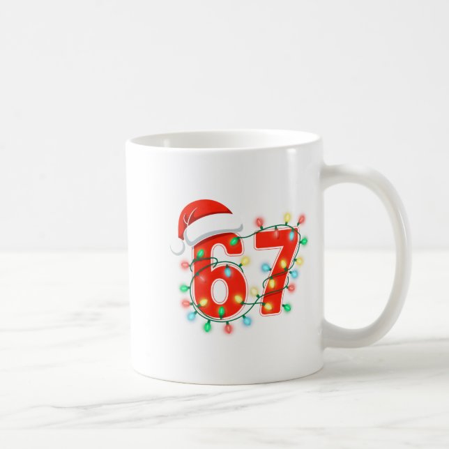 67 Christmas Lights Meme Saying 6 7 Costume Xmas L Kaffemugg (Höger)