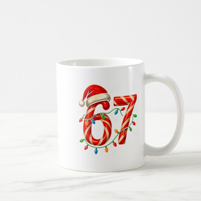 67 Christmas Meme Funny Six Seven Xmas Lights Cand Kaffemugg (Höger)