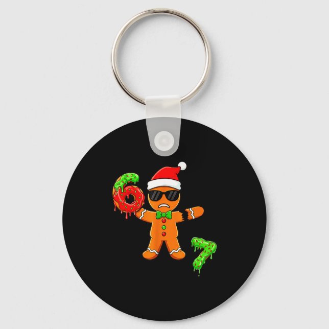67 Christmas Oh Snap Gingerbreadman 6 7 Meme Xmas  Nyckelring (Framsida)