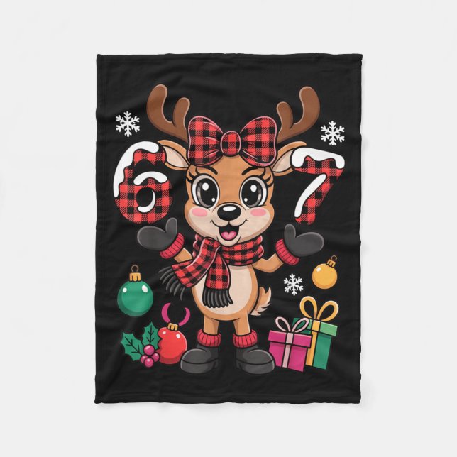 67 Christmas Outfit Women Meme Reindeer Six Seven  Fleecefilt (Framsidan)