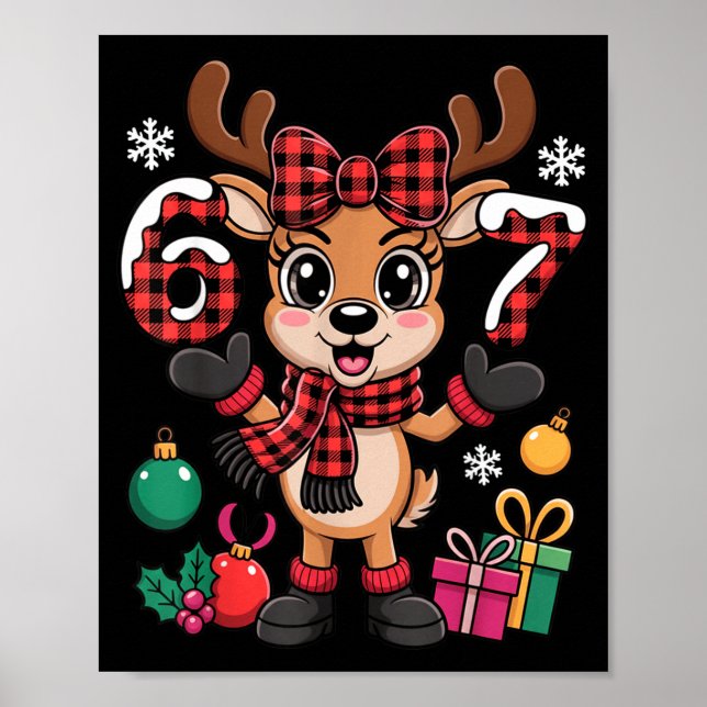 67 Christmas Outfit Women Meme Reindeer Six Seven  Poster (Framsidan)